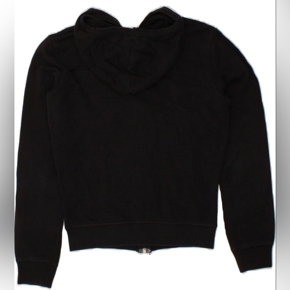 Benetton Black Hoody Sweatshirt Jacket Silver Sparkle Logo XS Italy Kawaii UCB - Picture 12 of 12